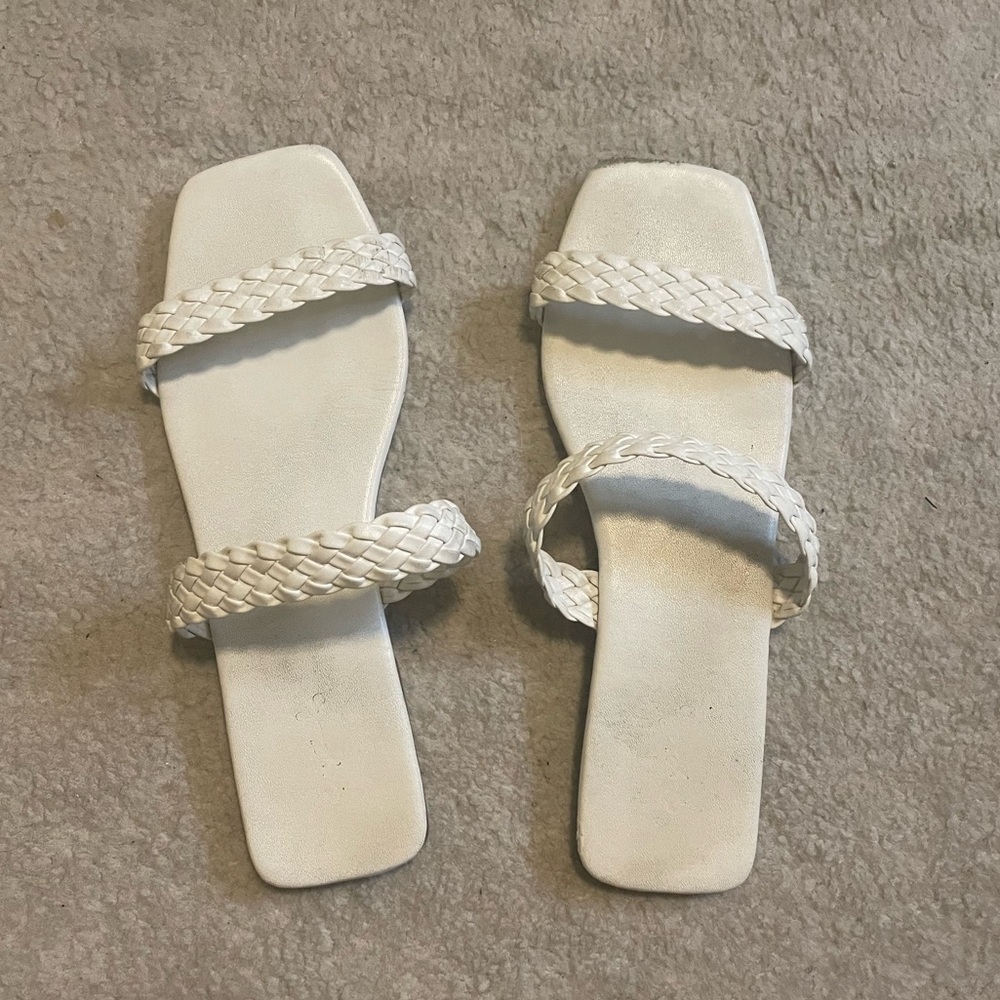 White flat sandals